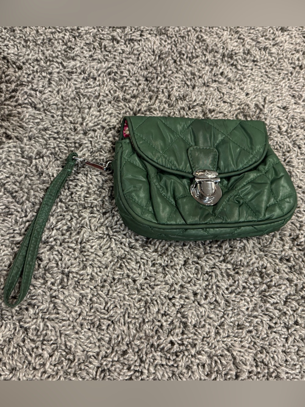 Vera Bradley Green Quilted Wristlet Clutch